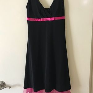 Black dress with pink sash pink tulle ruffle
